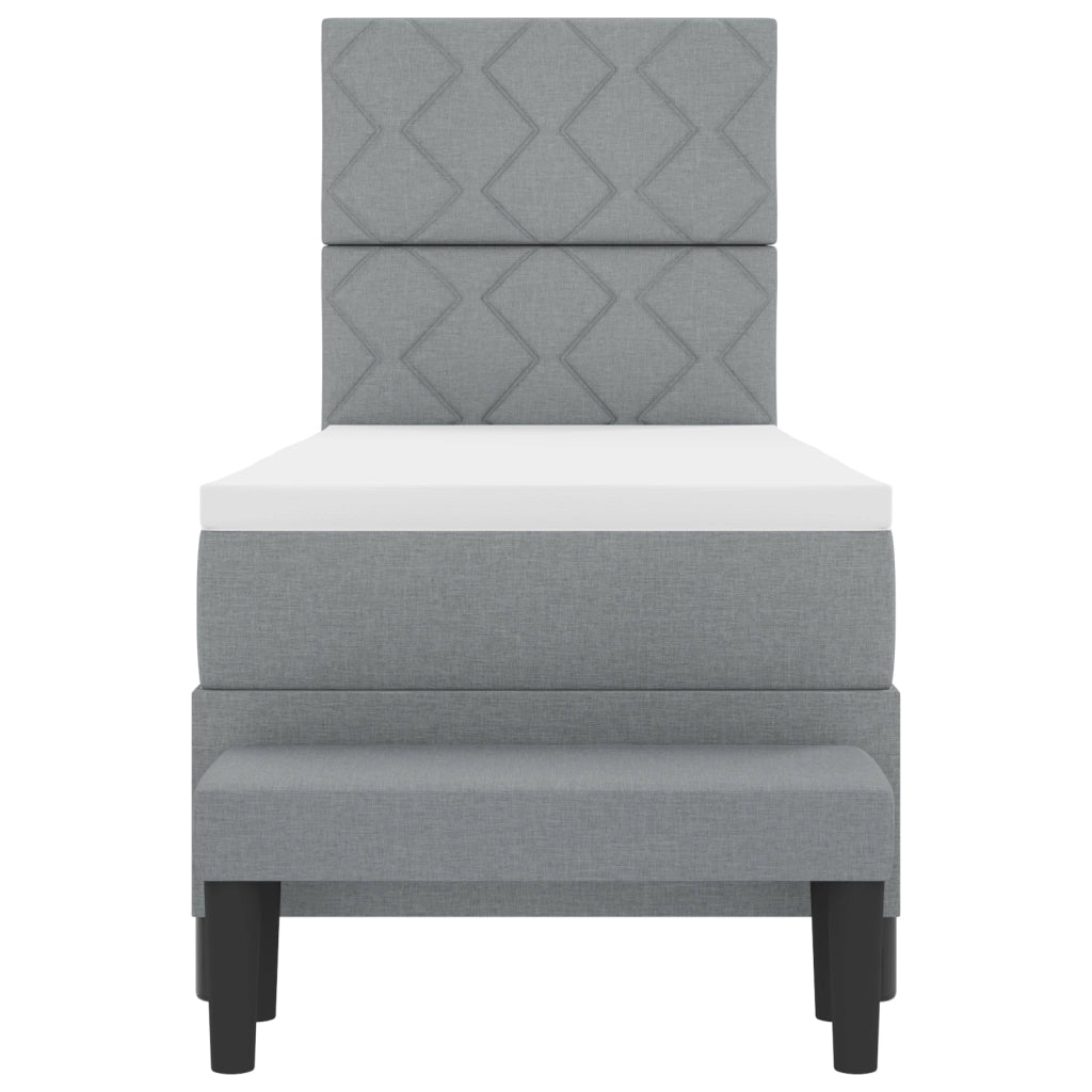 Letto a Molle con Materasso & Panchina Grigio Chiaro 80x200 cm Tessuto