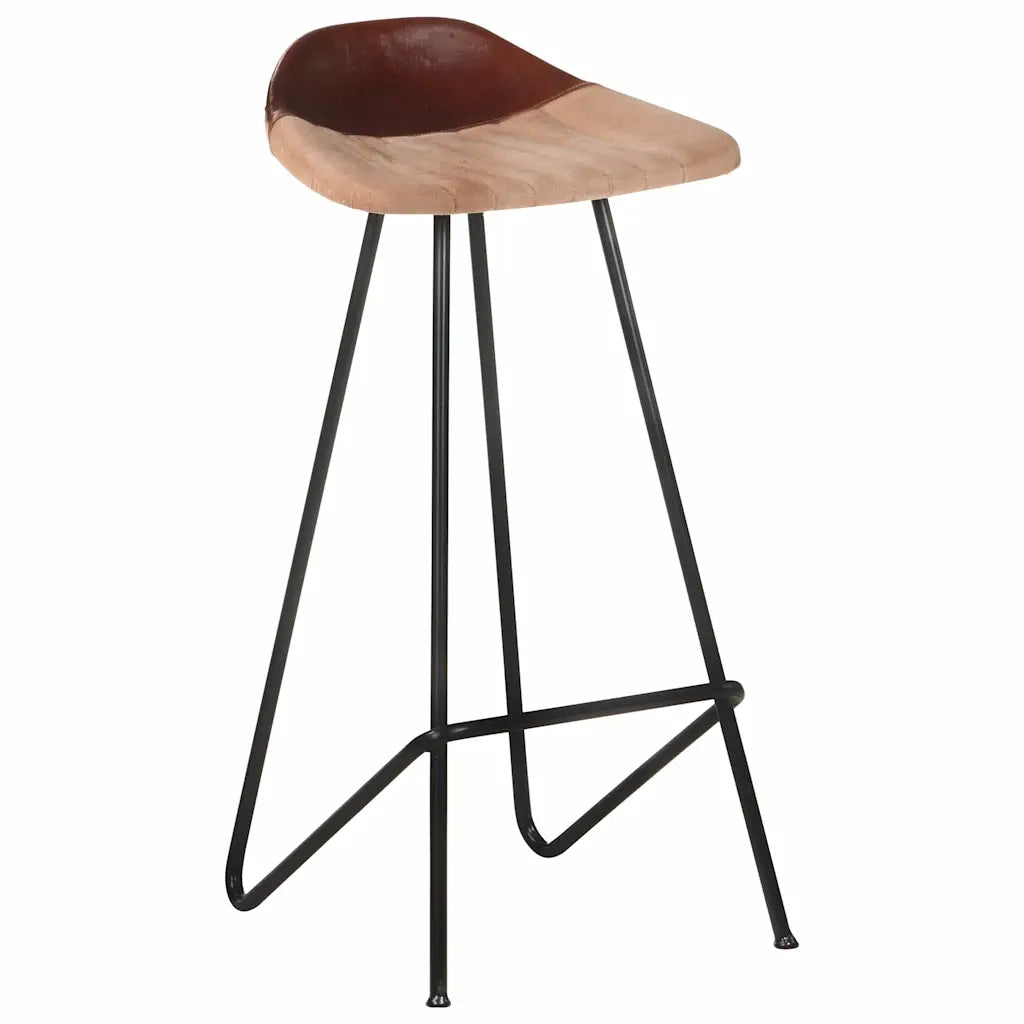 Sgabelli da Bar 4 pz Marroni in Vera Pelle 320646
