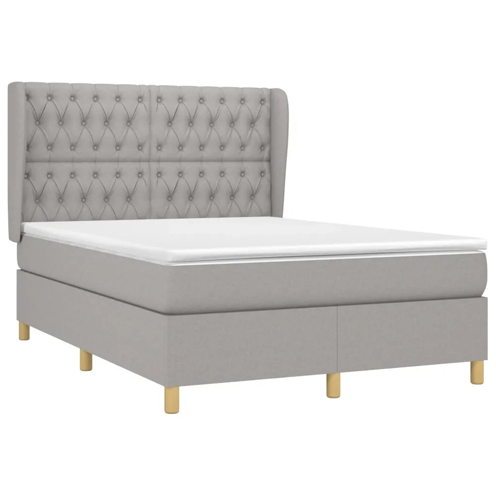 Giroletto a Molle con Materasso Grigio Chiaro 140x190cm Tessuto 3128757