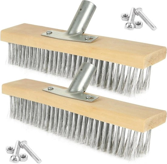 Set di spazzole per filo in acciaio inossidabile - spazzola per filo 30 x 7 cm - spazzola per onkruid in acciaio inossidabile - rimuovi muschio e alghe dal terrazzo