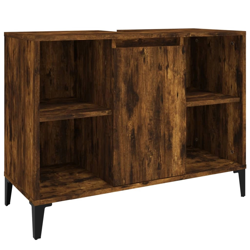 Mobiletto sottolavabo da bagno 80 x 33 x 60 cm in legno ingegnerizzato marrone 02_0006821