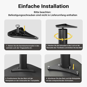 Set 4 gambe tavolo regolabili in acciaio inox nero Ø 60mm 870mm