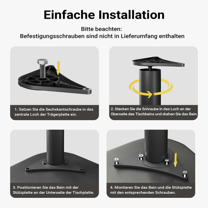 Set 4 gambe tavolo regolabili in acciaio inox nero Ø 60mm 870mm