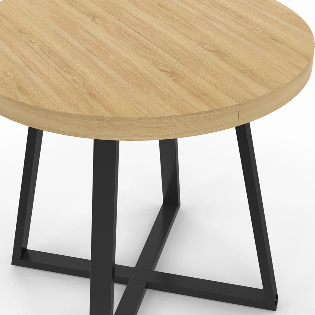 Tavolo da pranzo rotondo SELMA 4 persone in legno e nero 80 cm