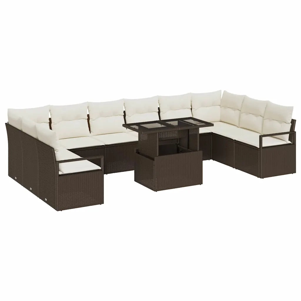 Set Divano da Giardino con cuscino 11 pcs Marrone polyrattan 3357631