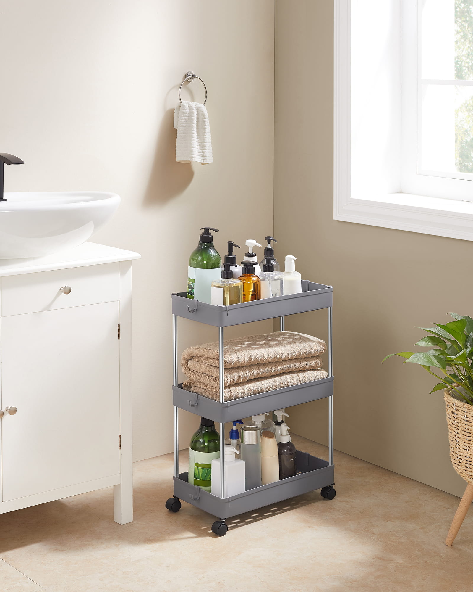 Valora GRAY CABINET SU RUOTE Salvaspazio Grigio Acciaio x1