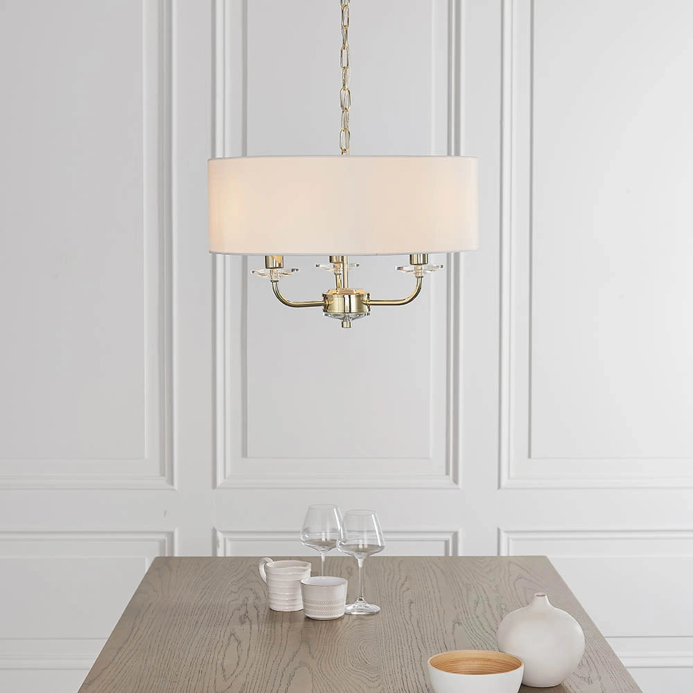 Lampadario a sospensione 3 luci ottone E14 Endon Nixon