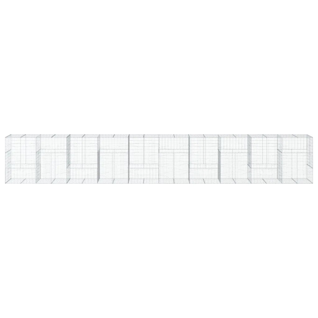 Cesto Gabbione con Copertura 1000x100x150 cm in Ferro Zincato