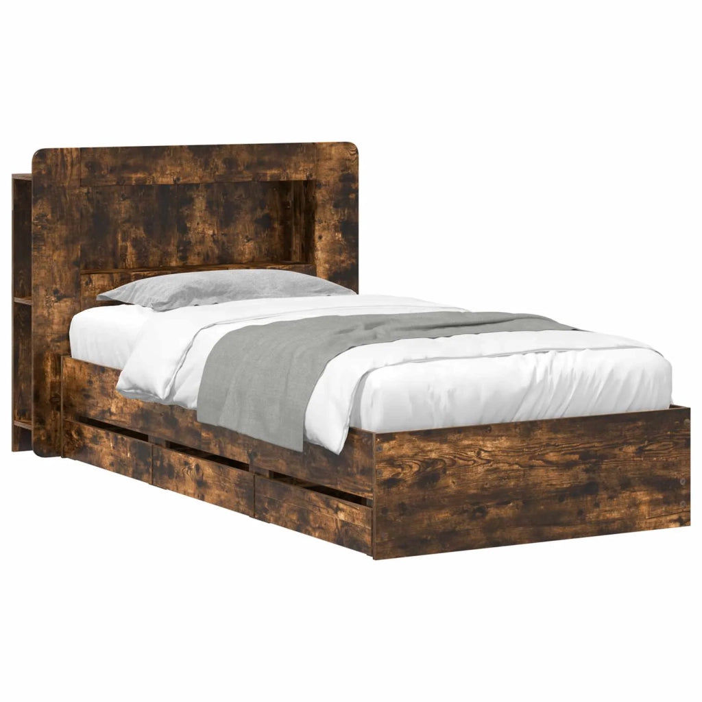 Struttura del letto con stoccaggio e testata Rovere Fumo 3433994