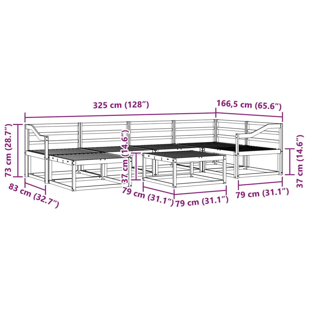 Set di divani da esterno 7 pcs Bianco Legno di Acacia Massello 3386738