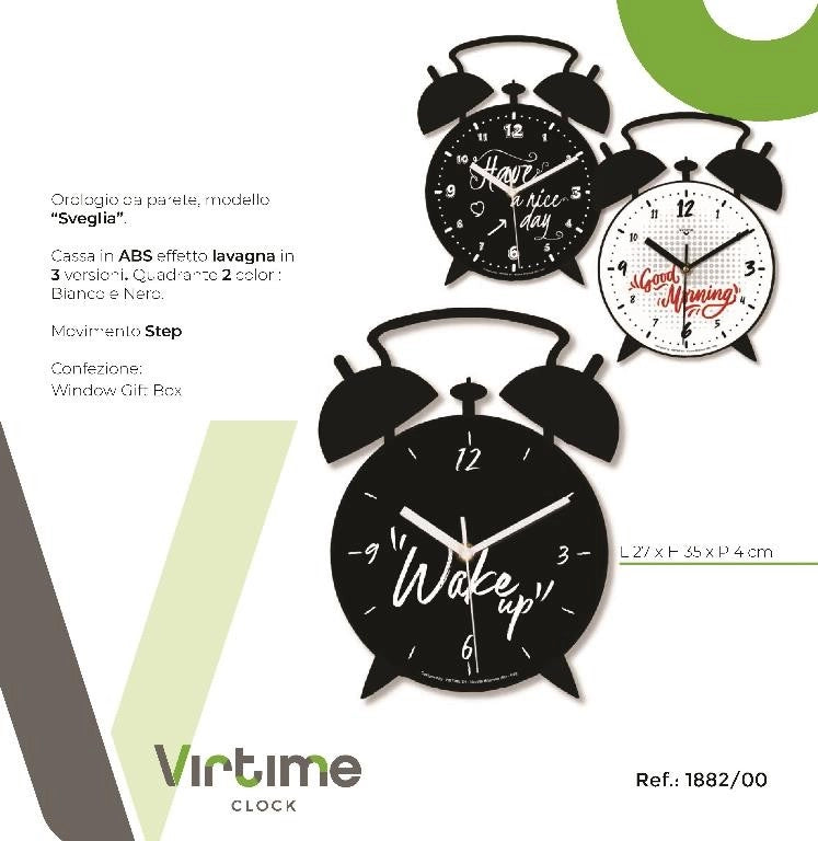 1 Pezzo Orologio da Parete Forma Sveglia Lavagna 35 x 27 cm 3 Modelli