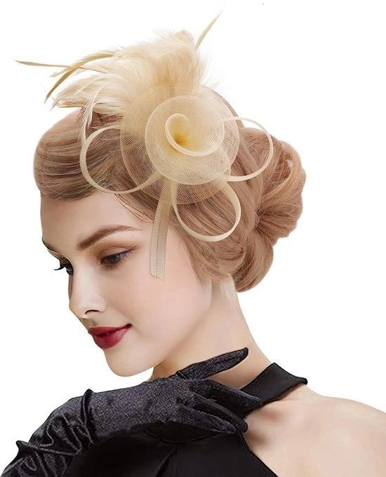 Fascia per Capelli - Design Vintage - Peso Leggero - Foggia a Fiore/Rotante - Ideale per Cocktail e Tè
