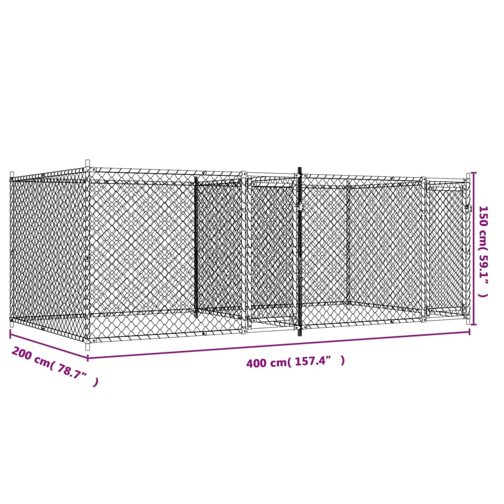 Trasportino per cani con porte 4 x 2 x 1,5 m acciaio zincato grigio 02_0041624