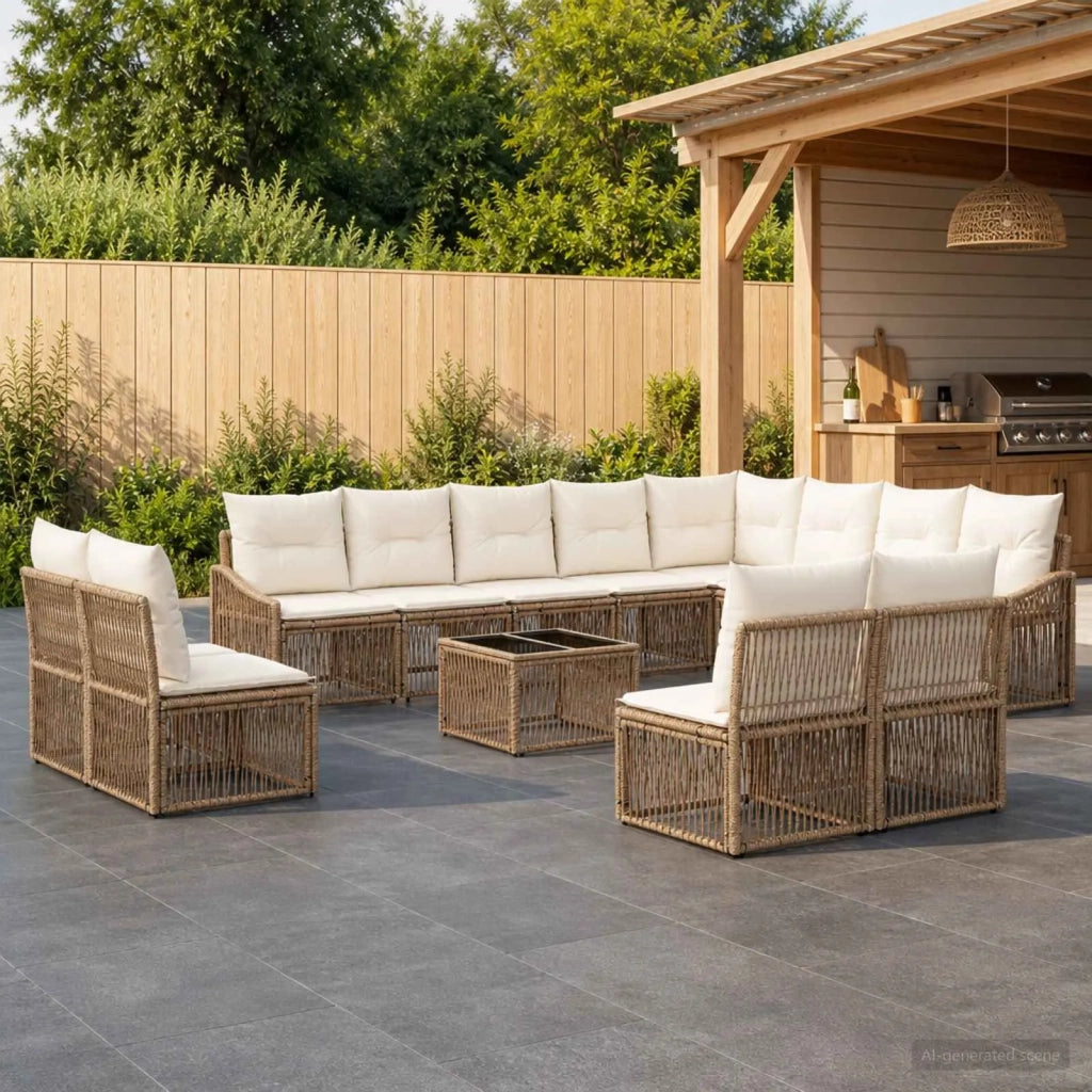 Set Divano da Giardino 13 pcs Beige polyrattan 3436167