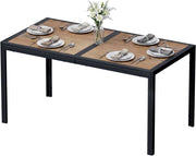 Tavolo da Giardino Grande 150×80×72cm DPC, Tavolo da Balcone Rettangolare, Tavolo da Pranzo per Esterno con Struttura in Metallo e Piedini Antiscivolo, per 4-6 Persone, Nero