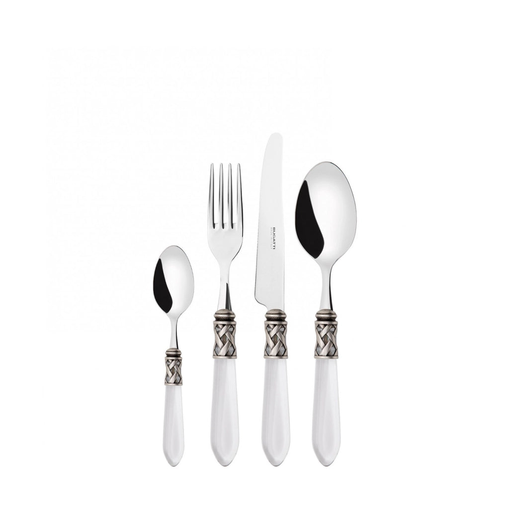 ALADDIN Ghiera Argento Anticato, Posate Set 24 Pz, Scatola in
