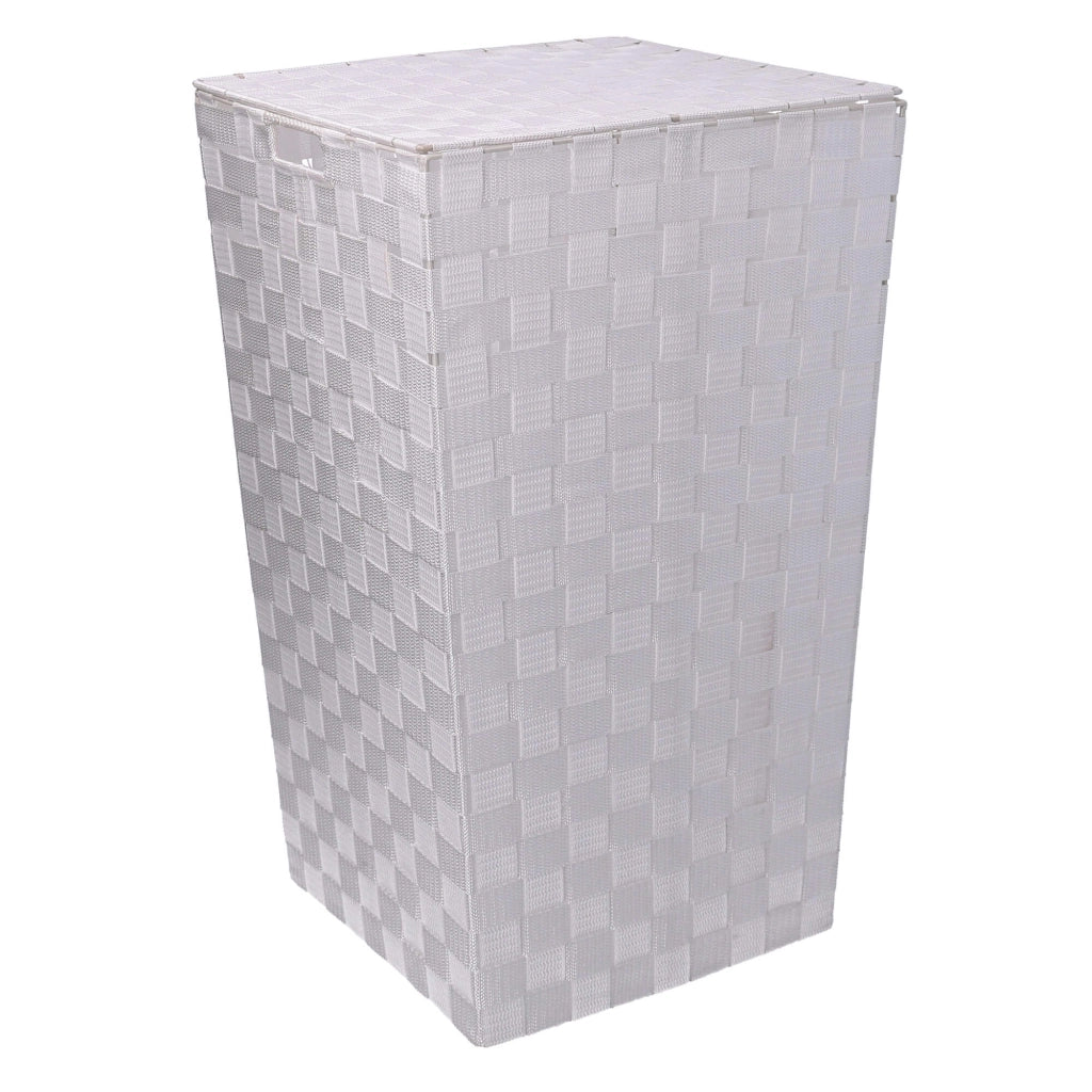 Cesta Portabiancheria Quadro 33x33xh53 cm in Poliestere Bianco