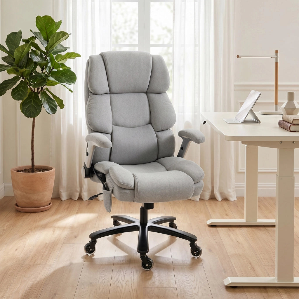 Sedia da Ufficio con Supporto Lombare ¨C Xylo ¨C Braccioli Ribaltabili, Grigio Chiaro