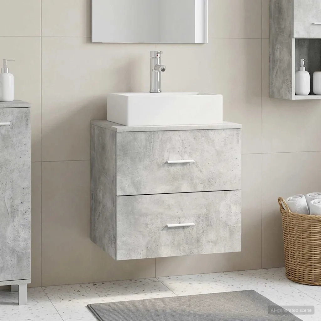 Mobile Lavabo da Parete Grigio Cemento 49,5 x 41 x 62,5 cm 890281