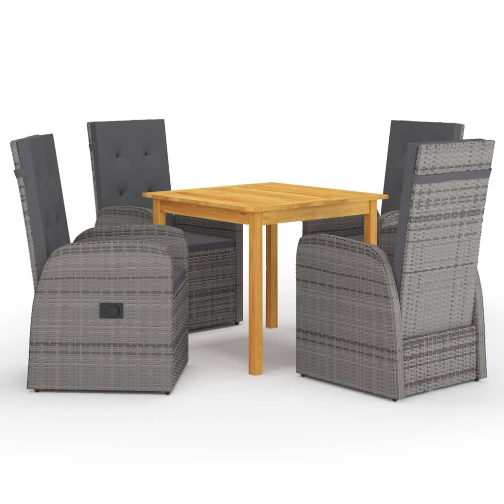 Set da pranzo da giardino per esterni 5 pezzi mobili grigi 02_0013776