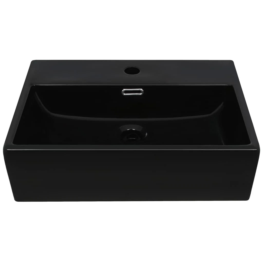 Lavabo in ceramica con foro per rubinetto 51,5 x 38,5 cm nero 02_0002545
