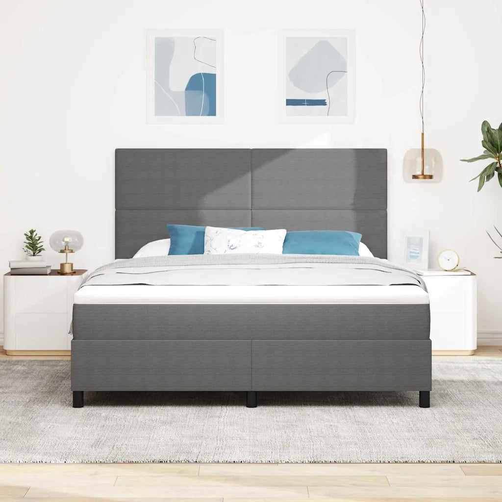 Letto a molle con testiera Grigio chiaro e bianco 180 x 200 cm 3337567