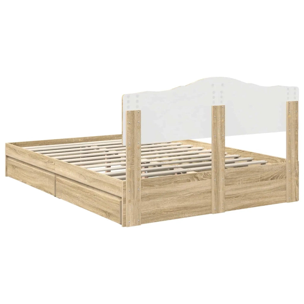 Letto con Contenitore con testiera Rovere Sonoma 140 x 190 cm