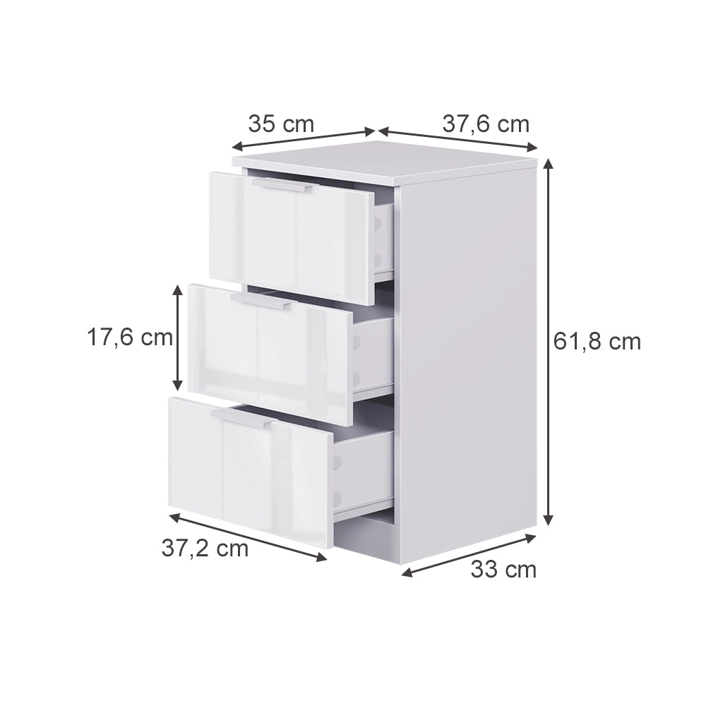 Vicco Comodino Bianco lucido con cassetti