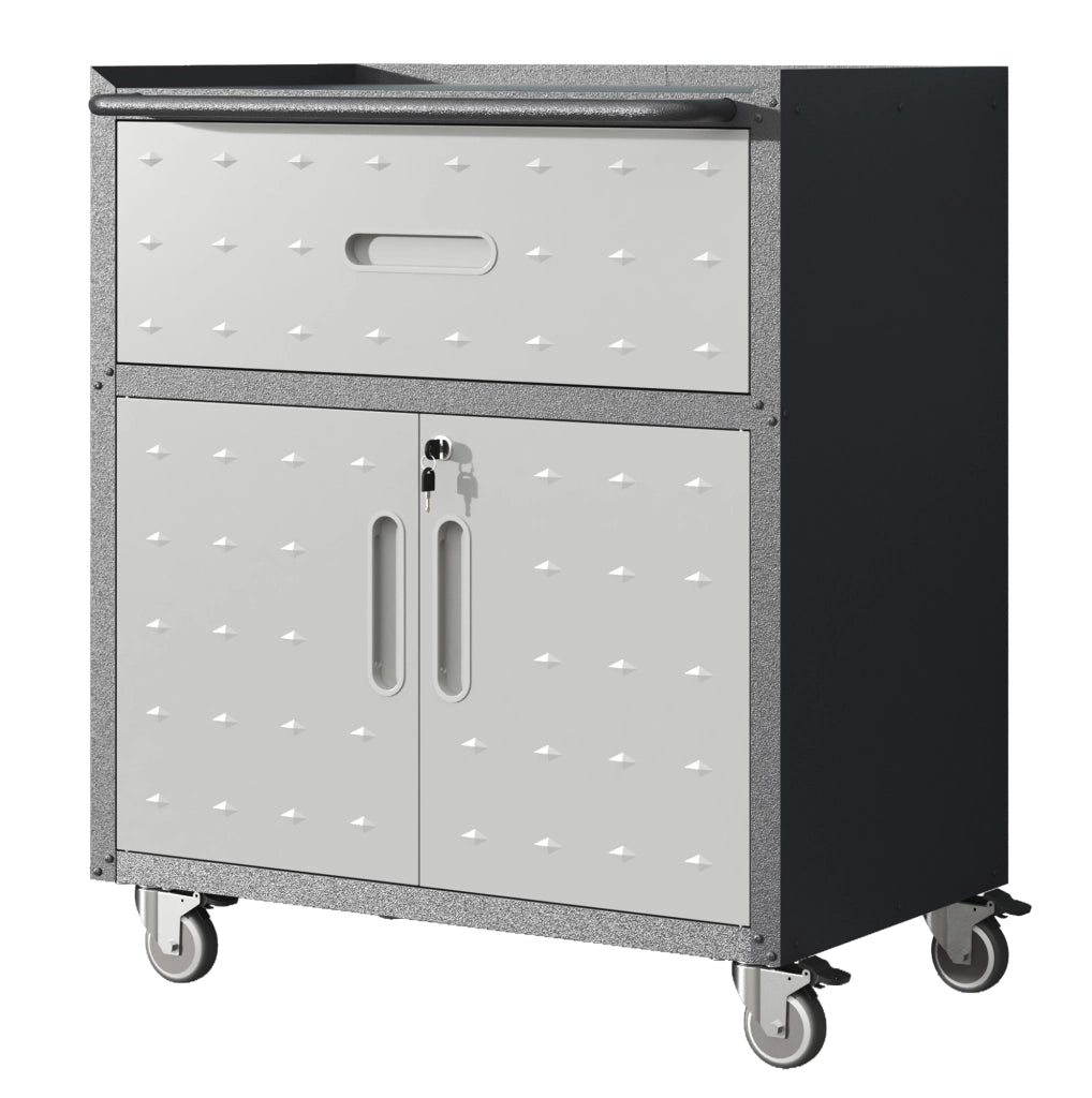 ARMADIO PORTAUTENSILI 75x42x88 cm in metallo nero/grigio con 1 cassetto