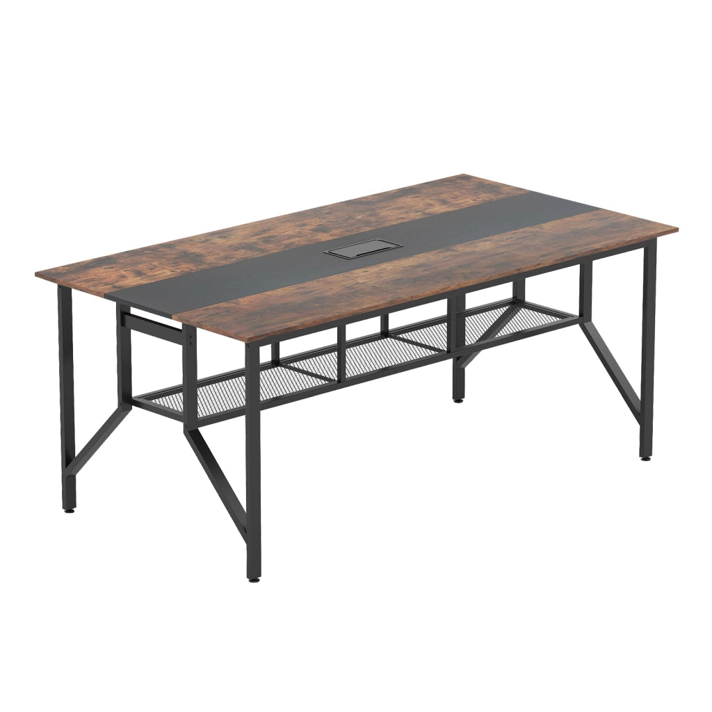 Scrivania da ufficio-Tavolo da conferenza con ripiano portaoggetti e cassettiera-Scrivania per 6-8 persone ufficio e sala riunioni 180 x 96 cm