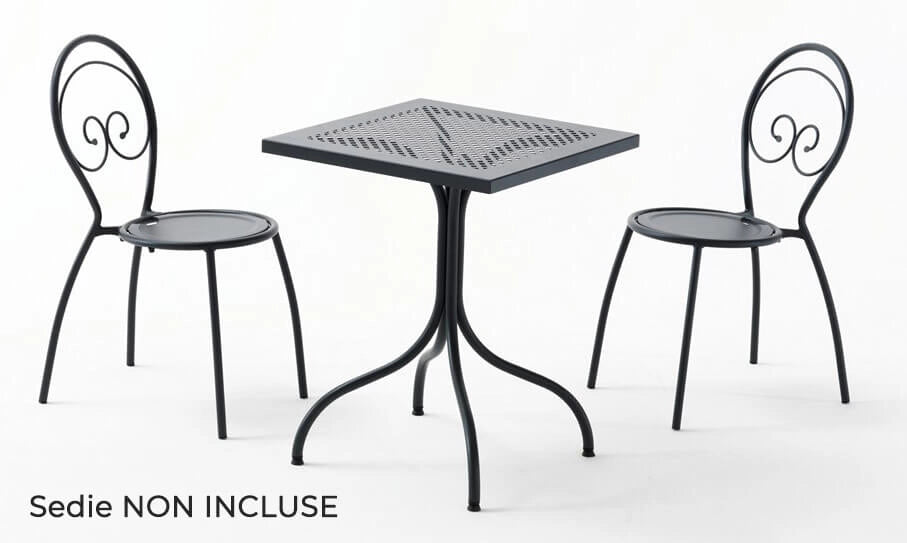 Tavolo da Giardino 60x60 cm in Acciaio RD Italia Bistro Rete Antracite