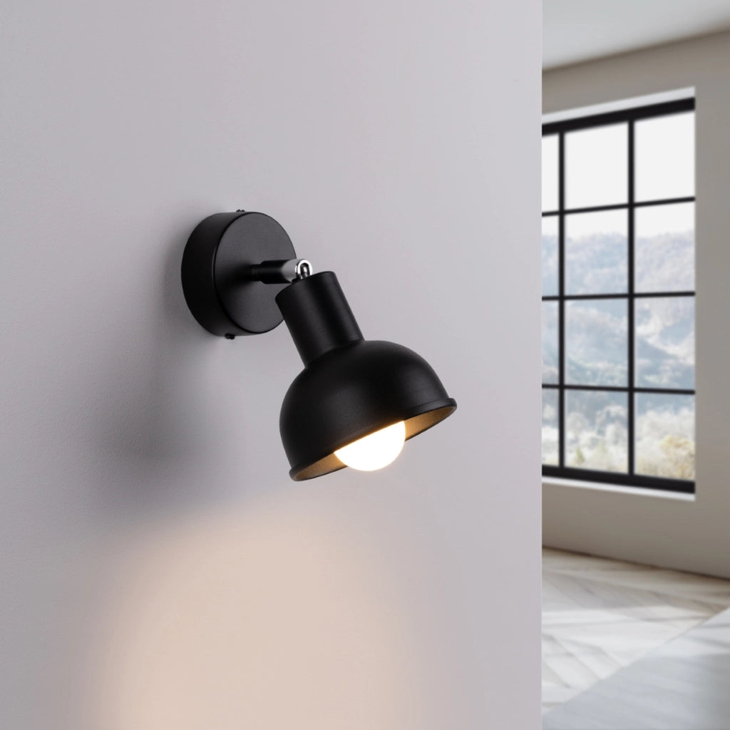 Applique KORSSO nera cupola tonda lettura E27 15W Pure Lume
