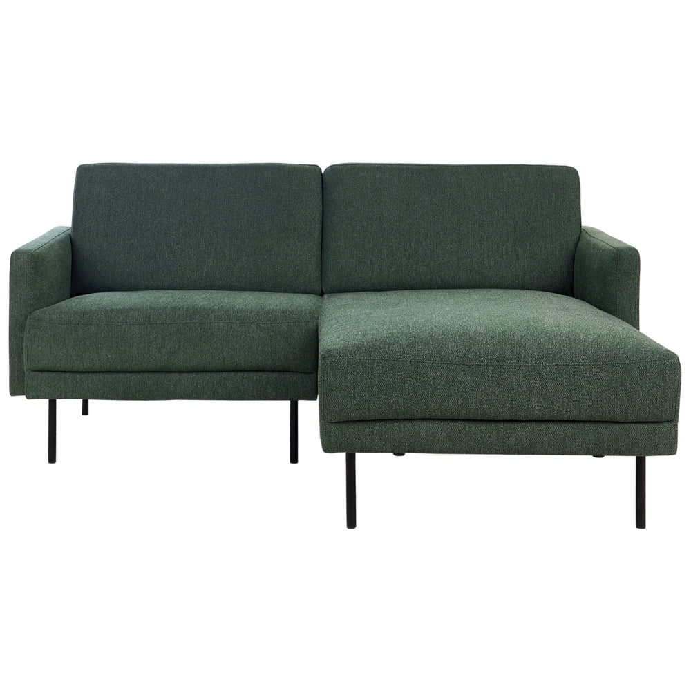 Divano angolare sinistro in poliestere verde scuro 192 x 155 Divano a 2 posti imbottito con gambe in metallo, tessuto e schienale imbottito, moderno e minimalista