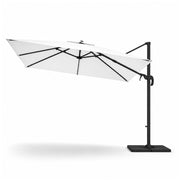 Ombrellone Professionale Per Giardino Terrazza Piscina Gazebo Dehors Bar Hotel Con Braccio Pieghevole Rotazione Completa 360° Tela Impermeabile Protezione Solare UV Acciaio Inossidabile 3x4 M Bianco
