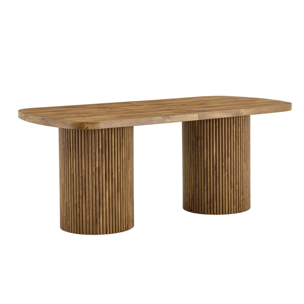 Tavolo da pranzo 6 posti con base scanalata - per cucina - in MDF - 180×90×76 cm - legno