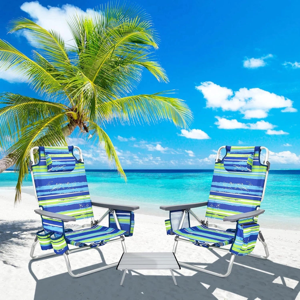 Sedia pieghevole per spiaggia, giardino, campeggio, sdraio con schienale regolabile e poggiatesta