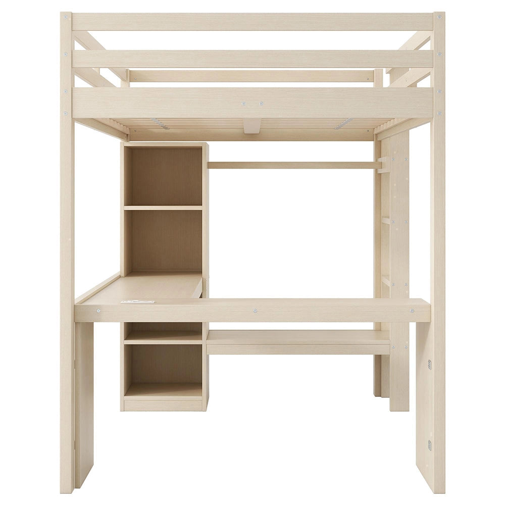 Letto mezzanino 140x200cm?- Xylo - scrivania LED USB naturale