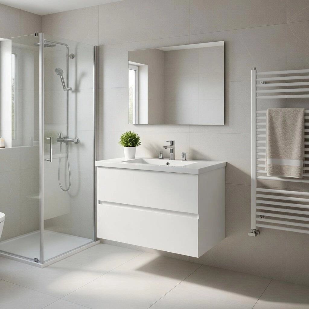 Composizione mobile bagno sospeso con cassetti cm 90 mod. ELEGANCE - Bianco Opaco