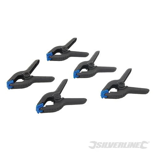 Pinza morsetto a molla 5Pz in plastica laboratorio magazzino Silverline Prezzo - lunghezza 110 mm/capacità morsa 50 mm