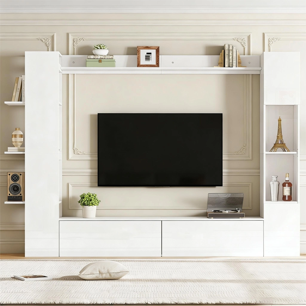 Mobile Parete Soggiorno con Vetrina e Credenza ¨C Xylo ¨C Bianco