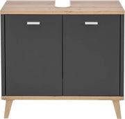 Cassettiera da WC Corfu | Design Moderno | Imitazione Legno di Quercia | 60,5x28x55 cm | Maniglie in Metallo