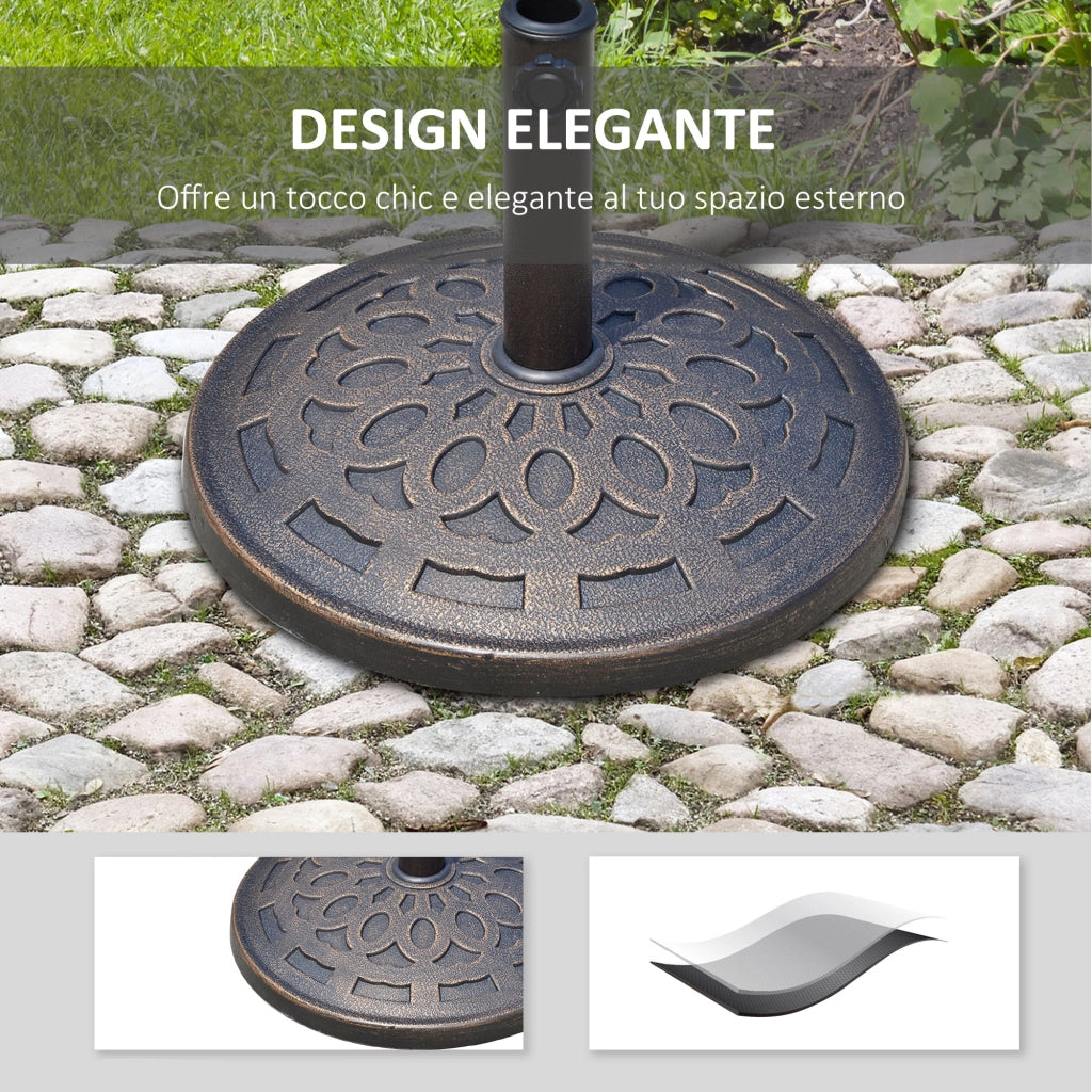 Base per Ombrellone 12kg in Resina ¦µ48.5x34cm per Pali 38-48mm Bronzo