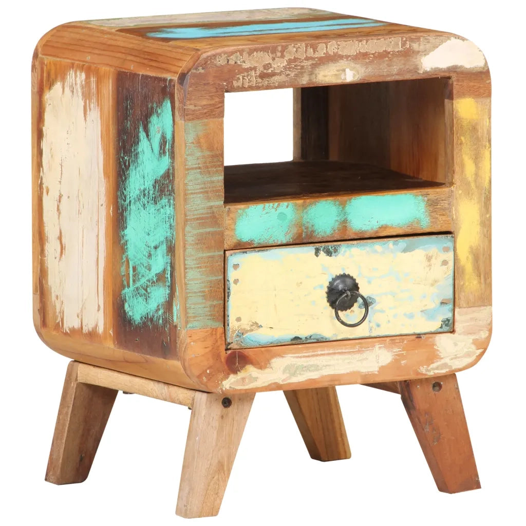 Comodino | Armadio da Notte | Mobiletto da notte 30x30x41 cm in Legno Massello di Recupero