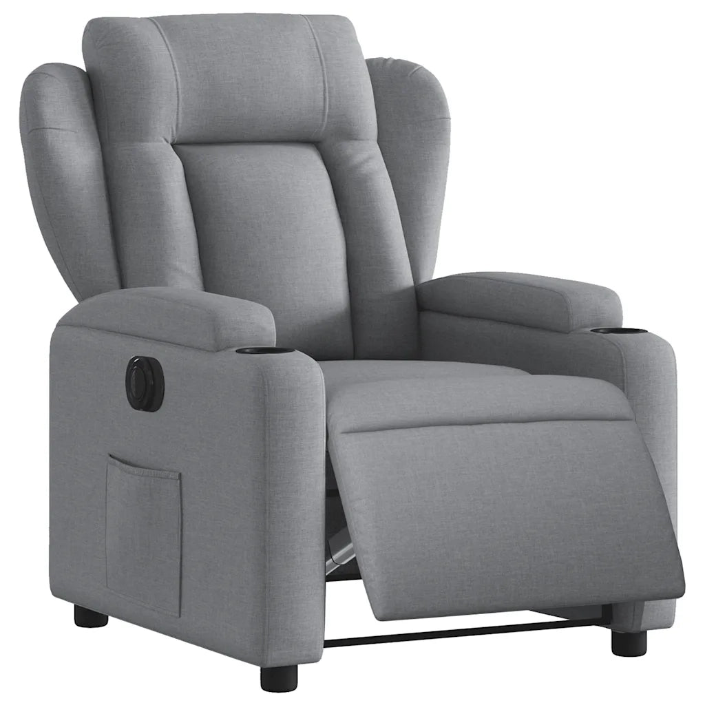 Poltrona | Sedia Relax Elettrica Reclinabile Grigio Chiaro in Tessuto