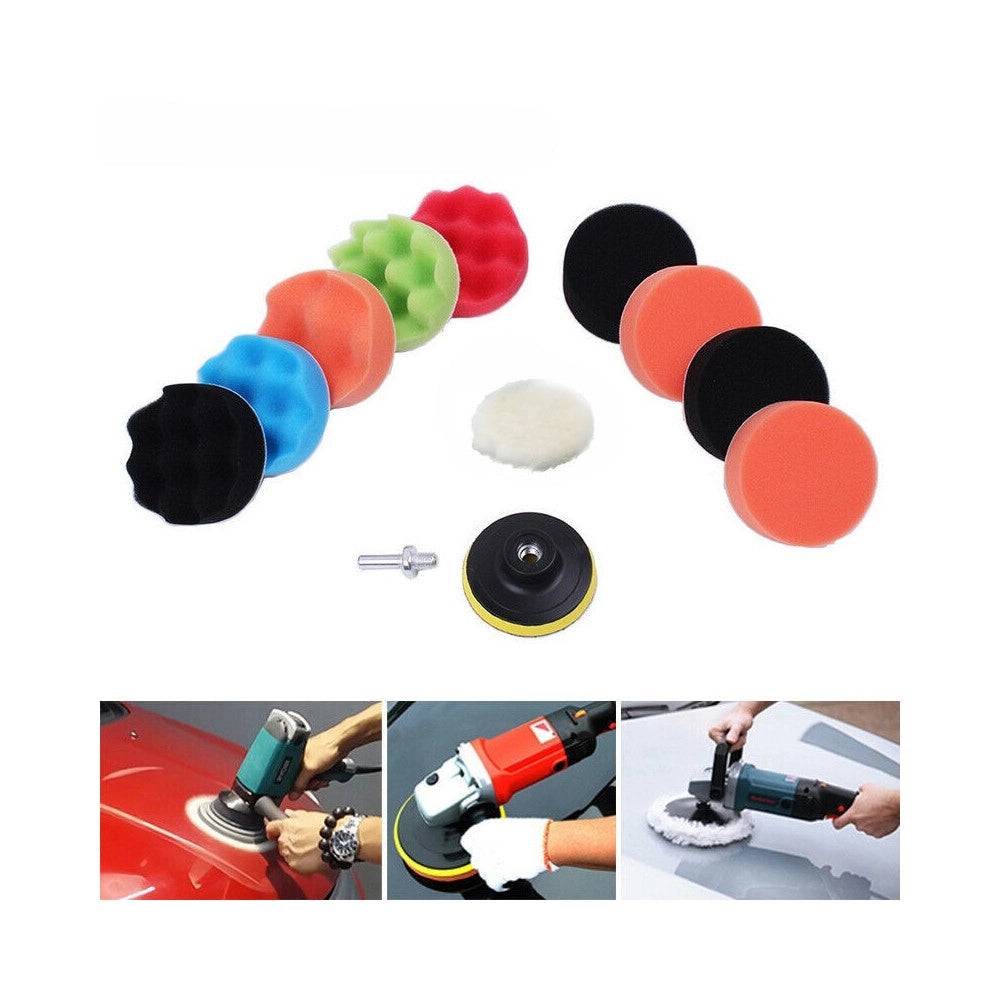 Trade Shop - 12 Pz Kit Di Spugne Lucidanti Con Adattatore Per Lucidatura Auto 3" Platorello -