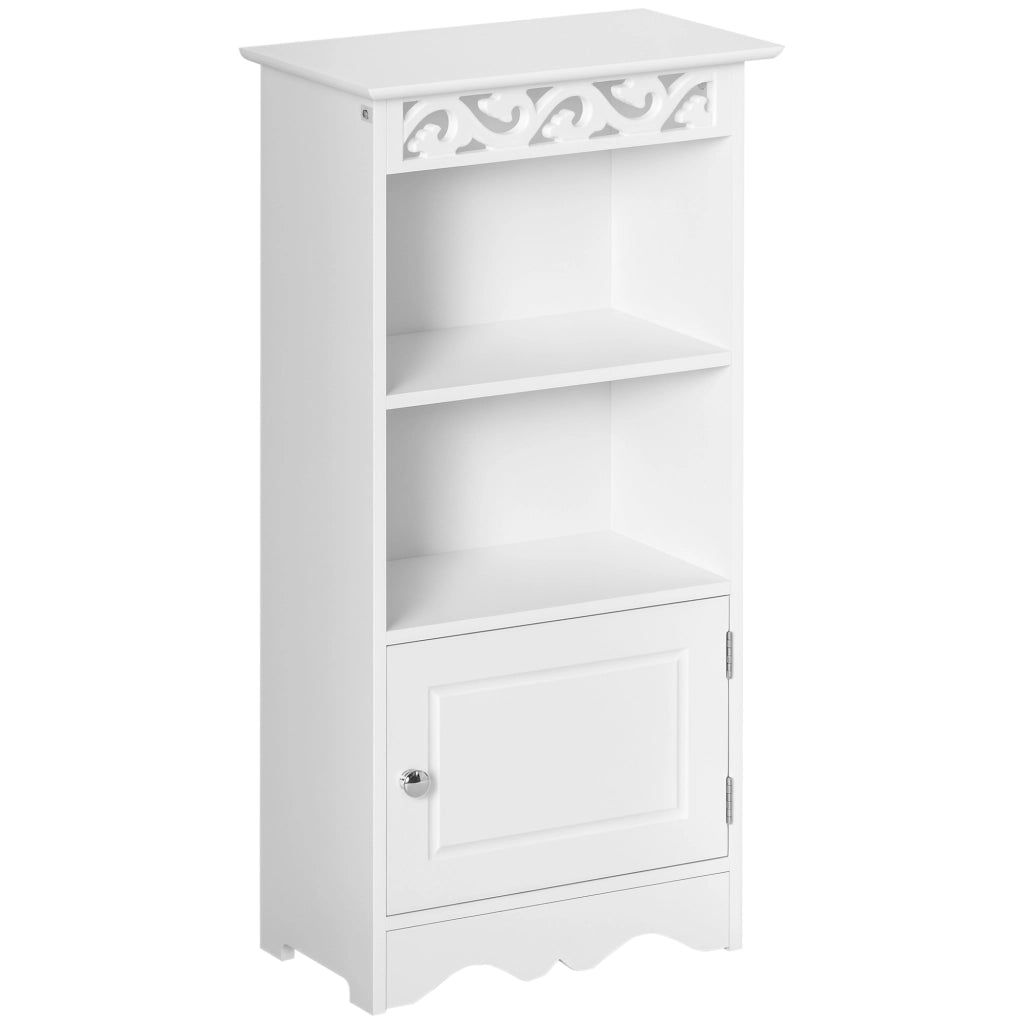 Mobiletto da terra e un Armadietto 2 Ripiani Anta in MDF Bianco Bagno MDF 40L x 23P x 80A cm Bianco