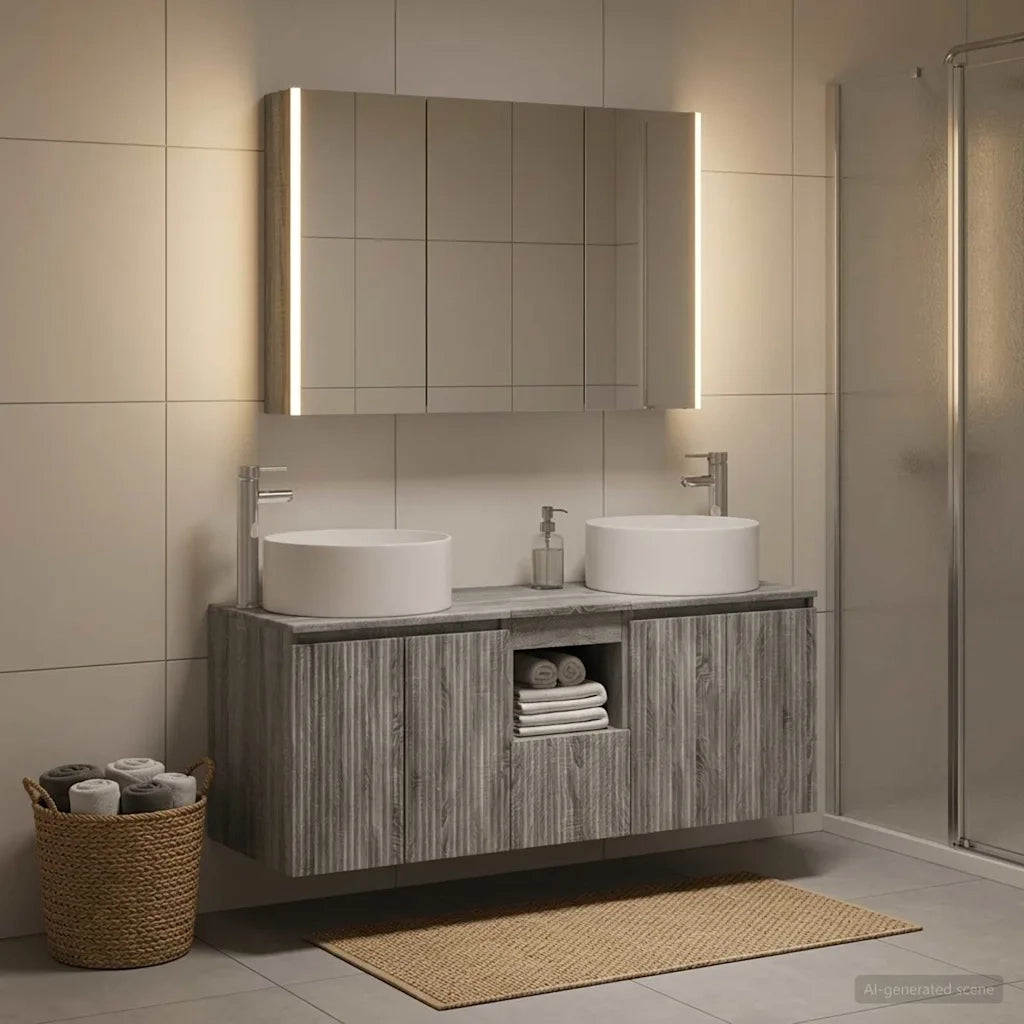 Set di Armadi da Bagno 4 pz Sonoma grigio Legno ingegnerizzato 3406588