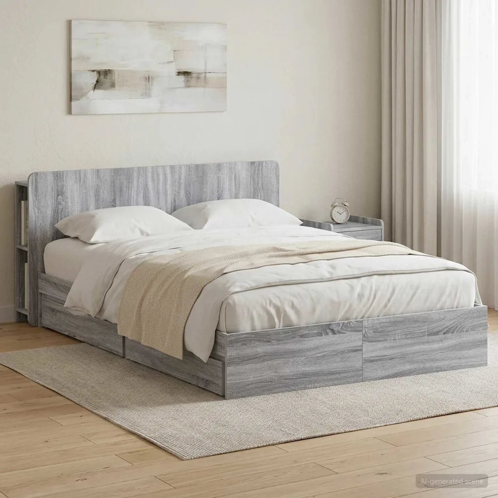 Telaio del letto con storage Sonoma grigio 150 x 200 cm 3433589
