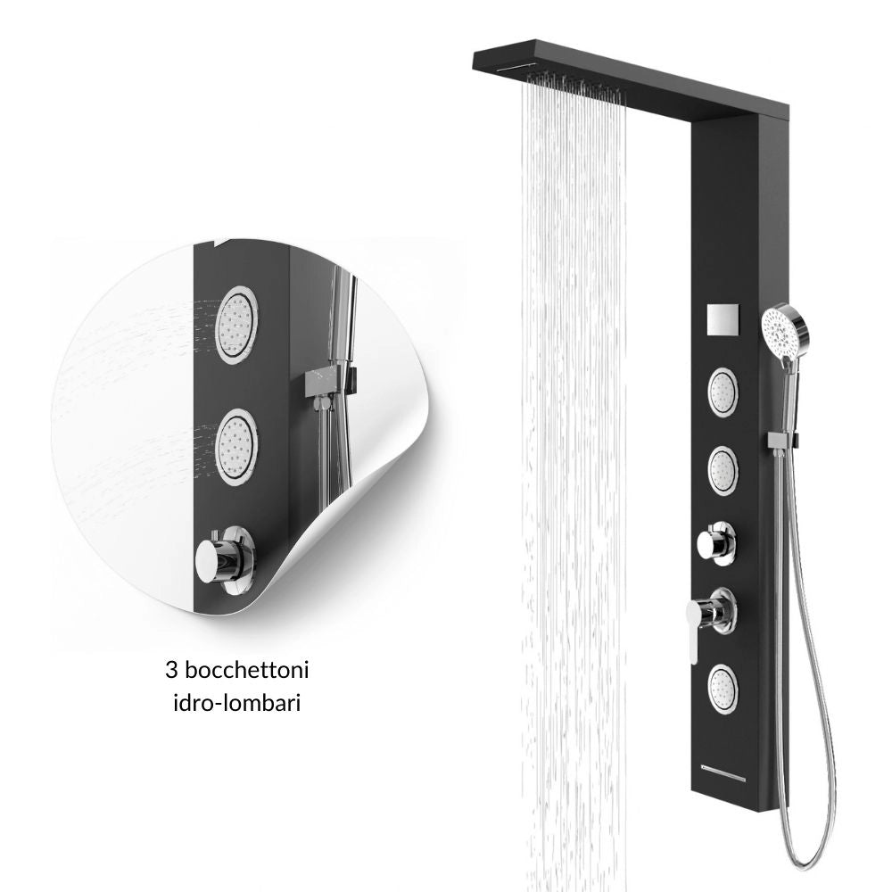Colonna doccia shine acciaio 4 funzioni luce led display temperatura 2 finiture *** finitura- nero, confezione 1