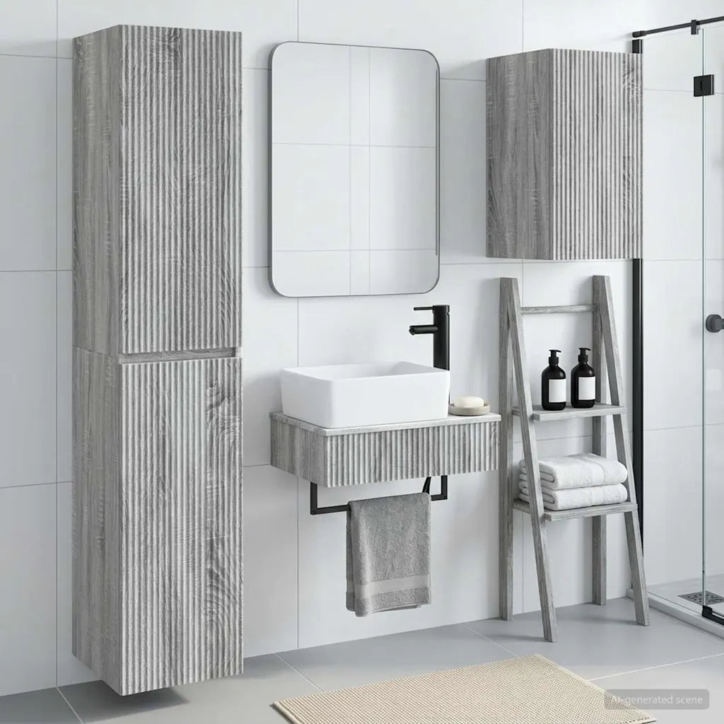 Set di mobili per il bagno 3 pz Sonoma grigio 3406059